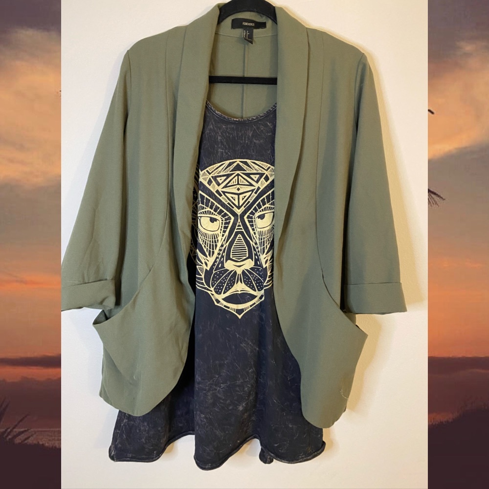 Green Forever 21 Long Blazer